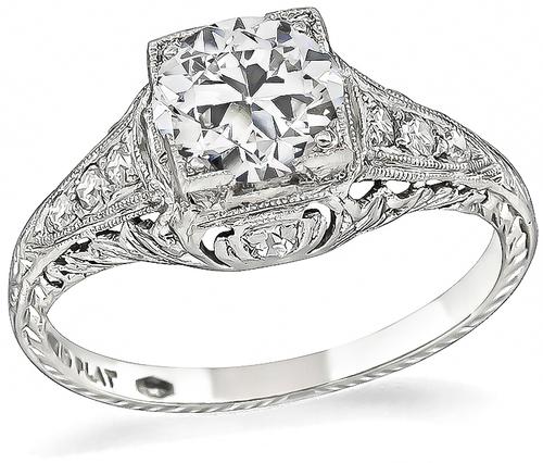 Edwardian Old Mine Cut Diamond Platinum Engagement Ring