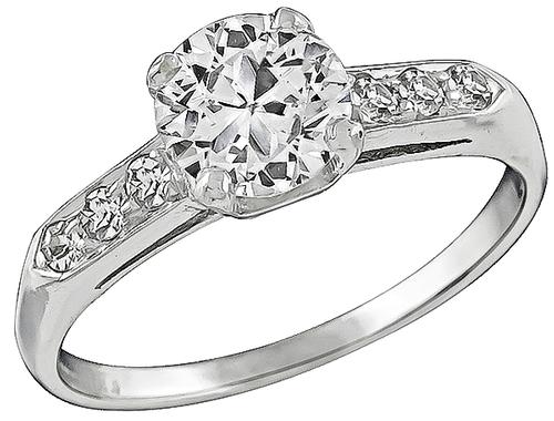 1920s Round Brilliant Cut Diamond Platinum Engagement Ring