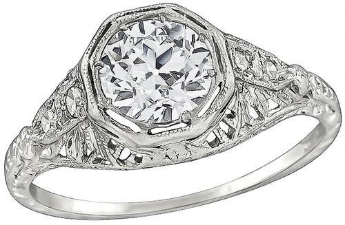 Edwardian Old European Cut Diamond Platinum Engagement Ring