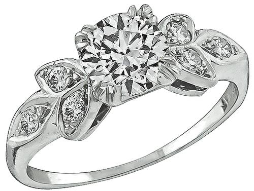1920s Round Brilliant Cut Diamond Platinum Engagement Ring