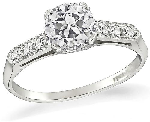 1920s Old Mine Cut Diamond Platinum Engagement Ring