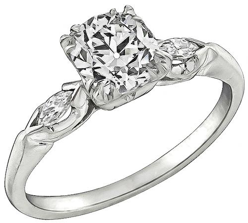 1920s Old Mine Cut Diamond Platinum Engagement Ring