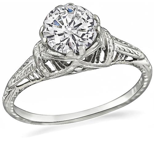 Edwardian Old European Cut Diamond Platinum Engagement Ring