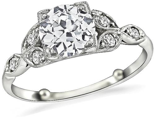 1920s Old Mine Cut Diamond Platinum Engagement Ring