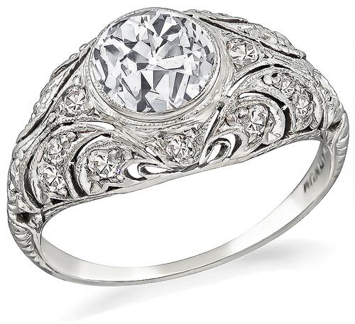 Edwardian Old European Cut Diamond Platinum Engagement Ring