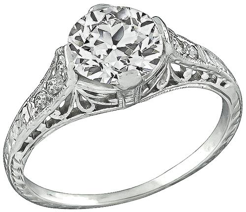 Edwardian Old European Cut Diamond Platinum Engagement Ring