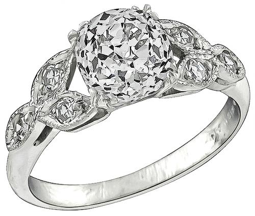 1920s Cushion Cut Diamond Platinum Engagement Ring