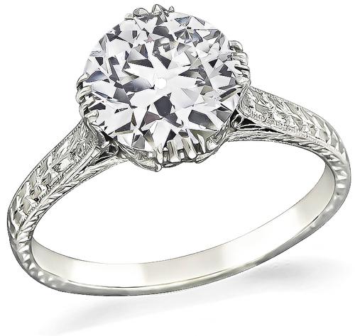 Edwardian Old Mine Cut Diamond Platinum Engagement Ring