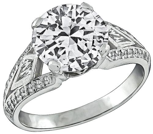 1950s Round Brilliant Cut Diamond Platinum Engagement Ring