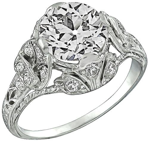 Old European Cut Diamond Platinum Engagement Ring