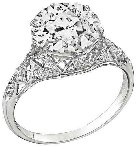Edwardian Round Cut Diamond Platinum Engagement Ring
