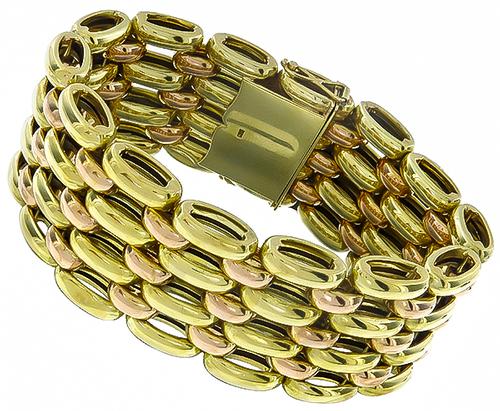 Retro Two Tone 14k Yellow and Pink Gold Bracelet