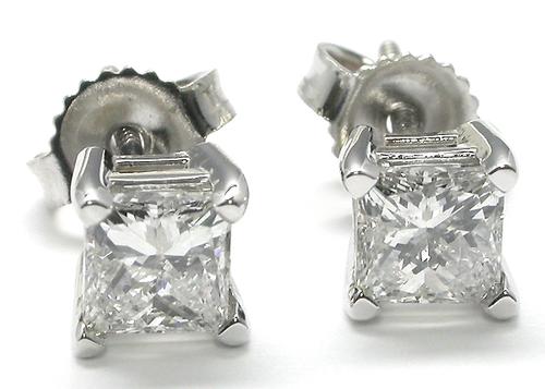 Zales Princess Cut Diamond 14k White Gold Stud Earrings