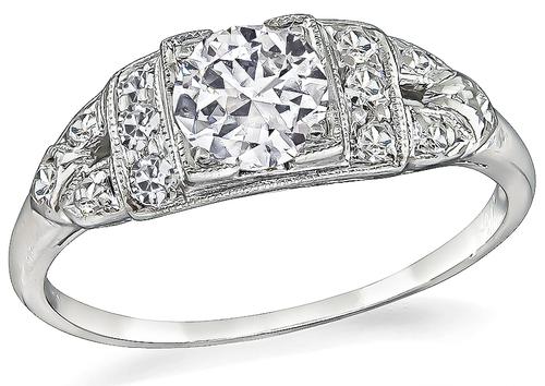 Vintage Round Cut Diamond Platinum Engagement Ring