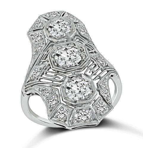 Vintage Old Mine Cut Diamond Platinum Ring