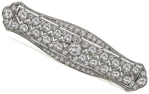 Vintage European Cut Diamond Platinum Pin