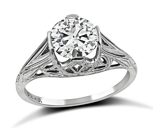 Edwardian Old Mine Cut Diamond Platinum Engagement Ring