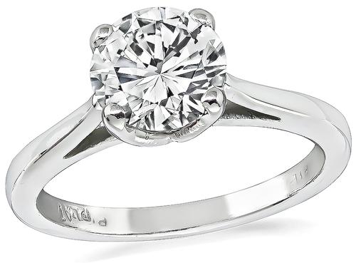 Round Brilliant Cut Diamond Platinum Solitaire Engagement Ring