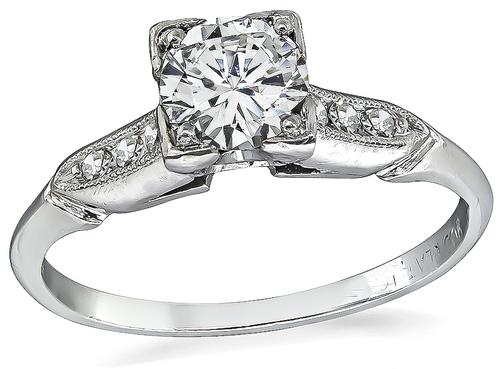 Vintage Round Cut Diamond Platinum Engagement Ring