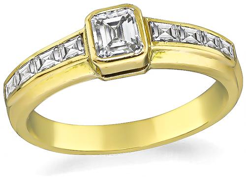 Emerald Cut Diamond 18k Yellow Gold Ring