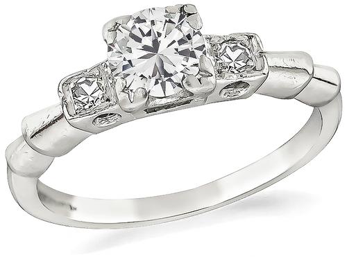 1920s Round Brilliant Cut Diamond Platinum Engagement Ring
