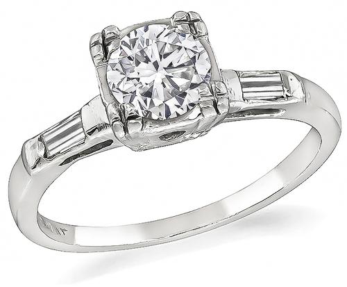 Round Cut Diamond Platinum Engagement Ring