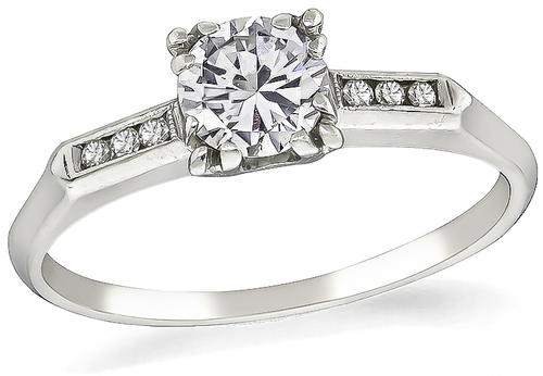 Vintage Round Cut Diamond Platinum Engagement Ring