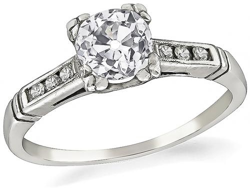 1920s Old Mine Cut Diamond Platinum Engagement Ring