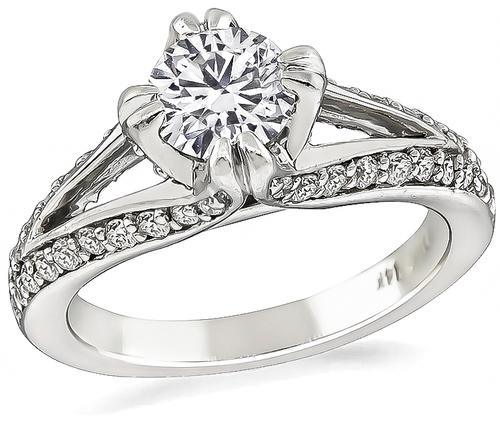 Round Cut Diamond 14k White Gold Engagement Ring