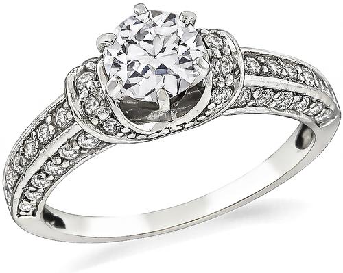 Round Cut Diamond 14k White Gold Engagement Ring