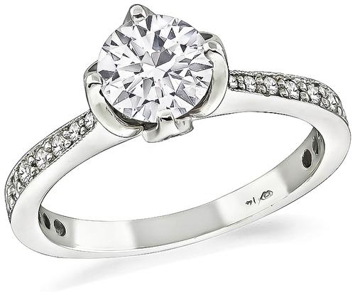 Round Cut Diamond 14k White Gold Engagement Ring