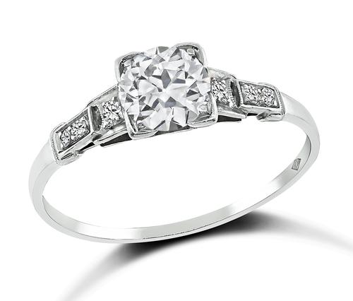 Old Mine Cut Diamond Platinum Engagement Ring