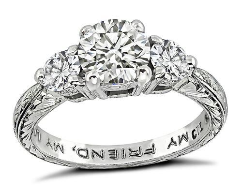 Round Cut Diamond Platinum Engagement Ring