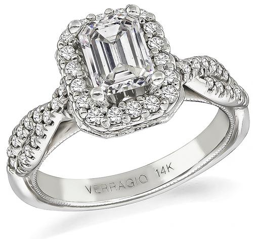 Emerald Cut Diamond 14k White Gold Engagement Ring by Verragio