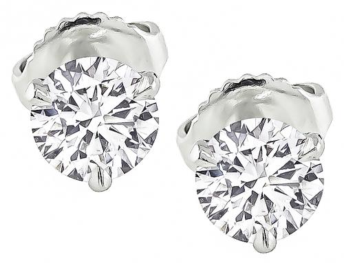 Round Brilliant Cut Diamond 18k White Gold Studs Earrings