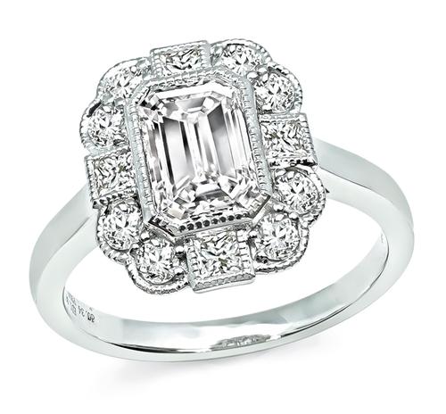 Emerald Cut Diamond Platinum Engagement Ring