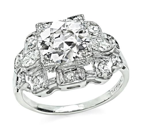 Old European Cut Diamond Platinum Engagement Ring