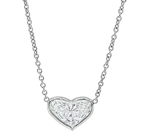 Heart Shape Diamond 14k White Gold Pendant Necklace