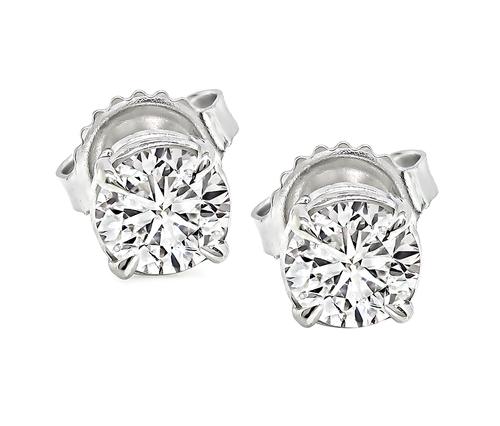0.55ct and 0.61ct Diamond 14k White Gold Studs Earrings