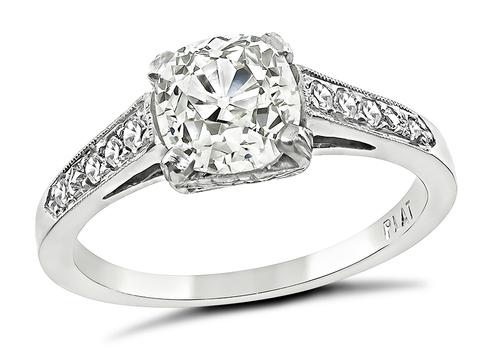 Cushion Cut Diamond Platinum Engagement Ring