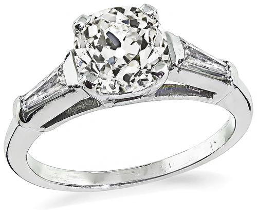 Cushion Cut Diamond Platinum Engagement Ring