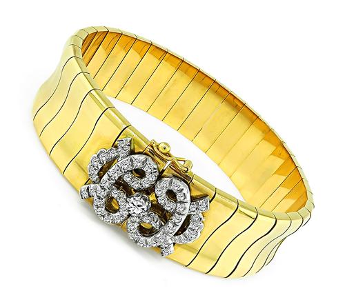Old European Cut Diamond 18k Yellow and White Gold Bracelet