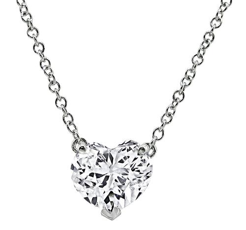 Heart Shape Diamond 14k White Gold Pendant Necklace