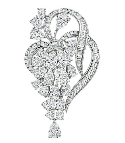 Baguette and Marquise Cut Diamond Platinum Pin / Pendant