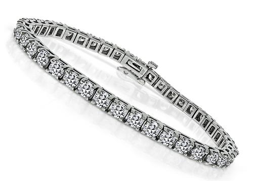 Round Cut Diamond 14k White Gold Tennis Bracelet