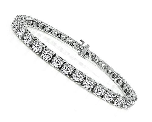 Round Cut Diamond 18k White Gold Tennis Bracelet