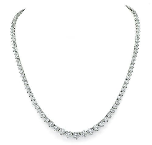 Round Cut Diamond 14k White Gold Tennis Necklace