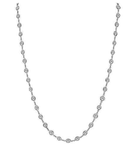 Round Cut Diamond 14k White Gold By The Yard Necklace