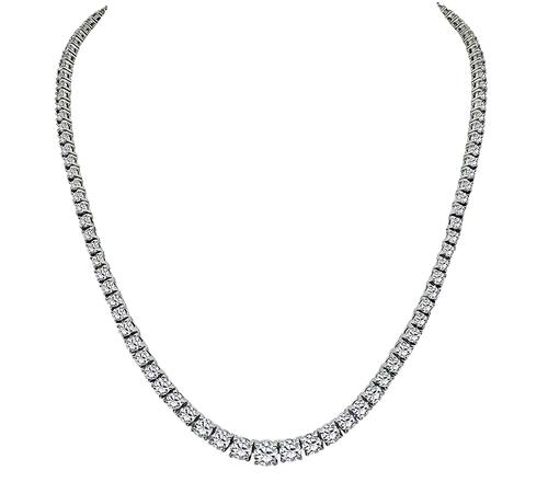 Round Cut Diamond Platinum Line Necklace
