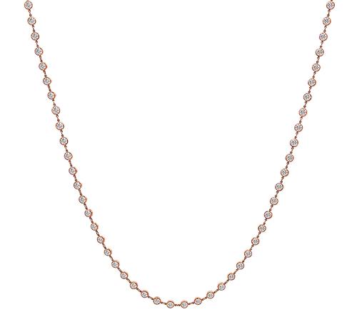 Round Cut Diamond 18k Pink Gold By The Yard Necklace